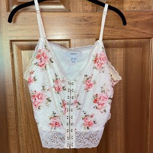 Women’s White Strappy Lace Forever21 Crop Top, Size 2X